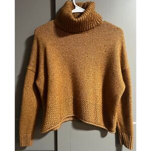 Madewell Womens Cropped Wool Blend Turtleneck Sweater Brown Size Small